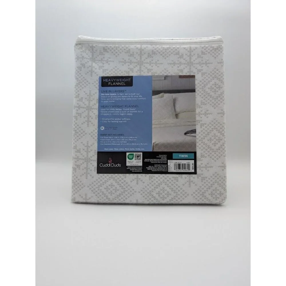 Cuddl Duds Twin‎ Sheet Set Heavyweight Flannel Fair Isle Lodge Farmhouse Winter